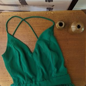 Emerald green long backless dress